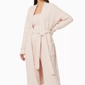 SKIMS cozy knit baby pink bouclé robe